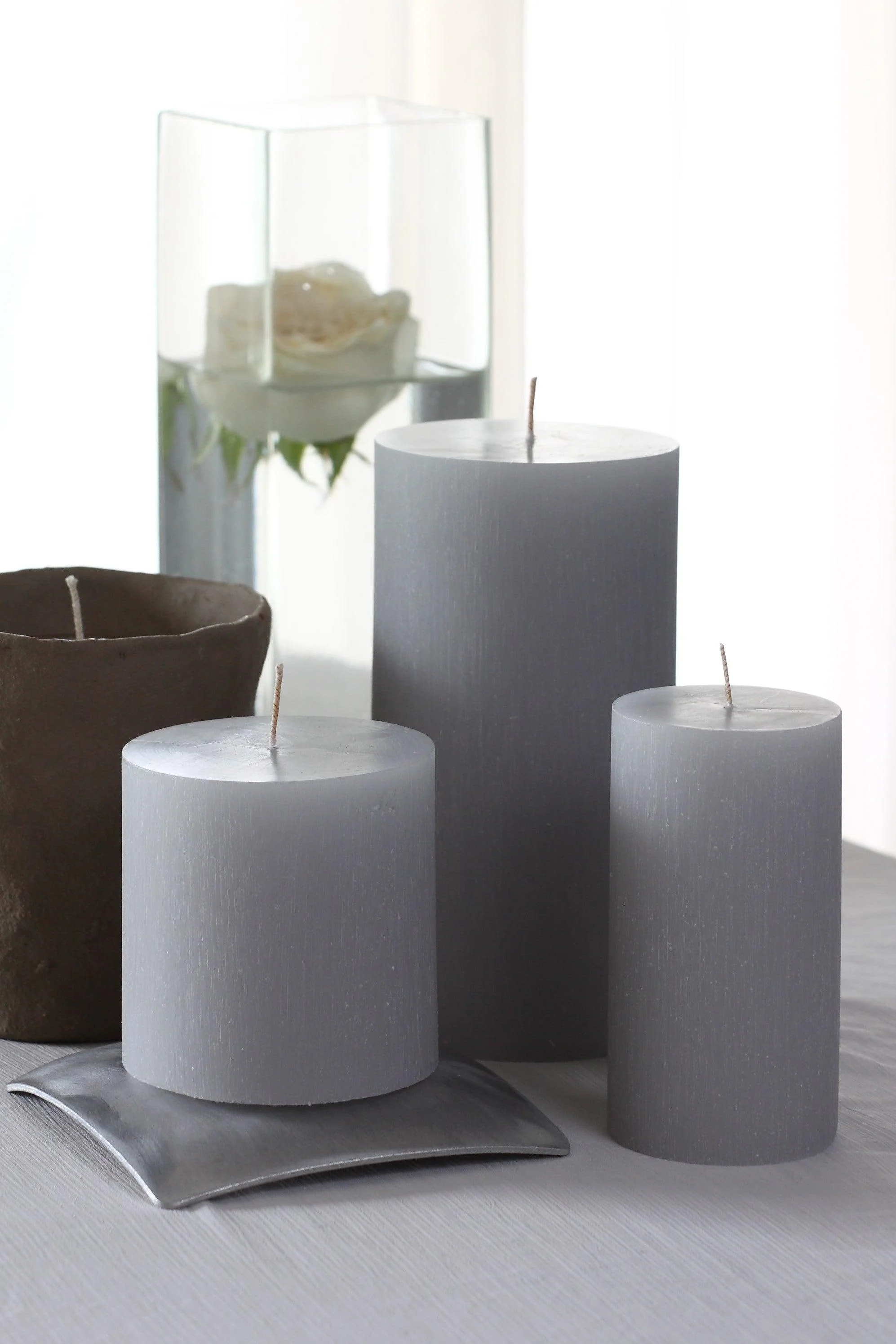 Grey Pure Pillar Candles Tall (Set of 4) - Image 2