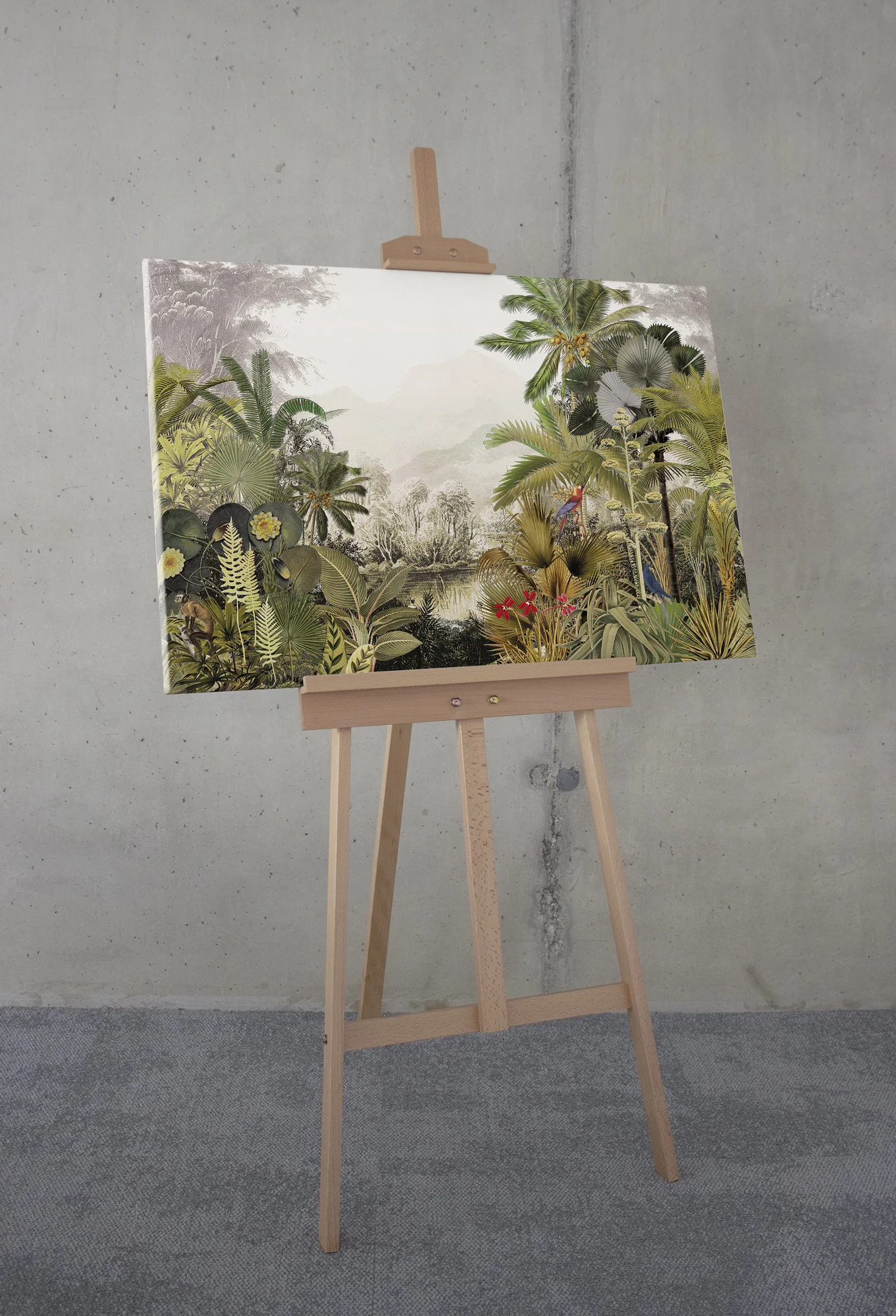Hiding Parrot Stretched Canvas - Image 3