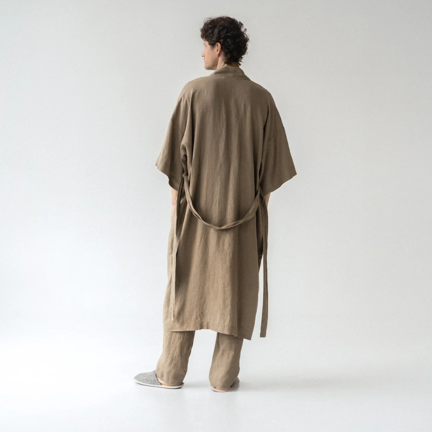 Khaki Linen Bathrobe - Image 3