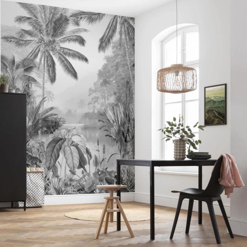 Lac Tropical Black & White Mural Wallpaper - Image 3
