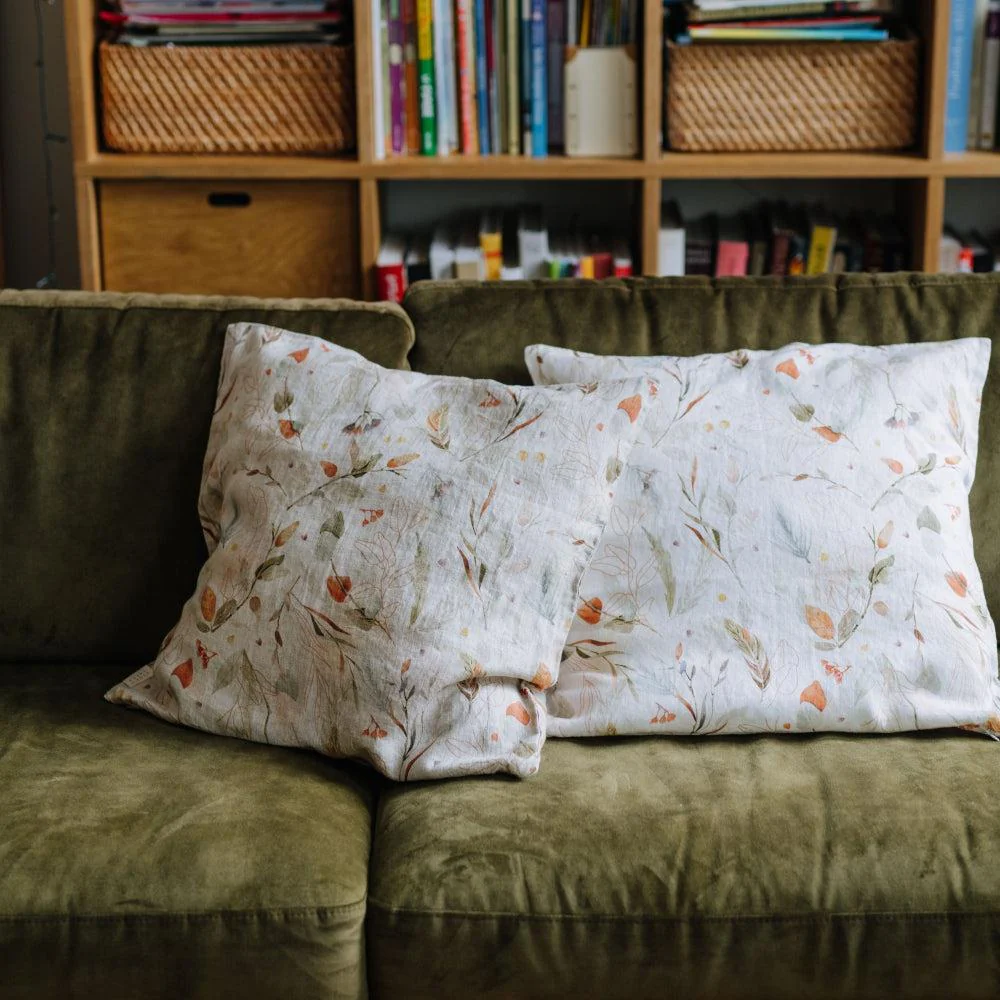 Leaves on Natural Linen Cushion Cover - Image 4