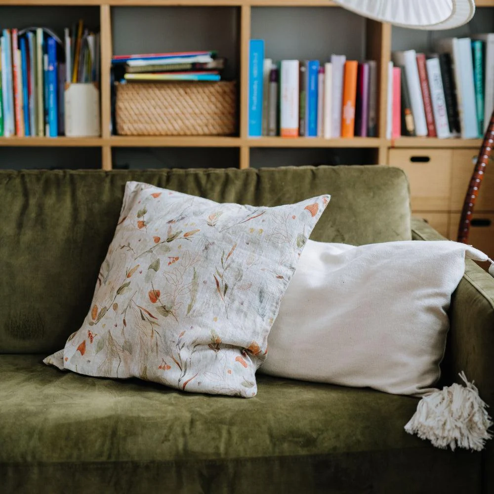 Leaves on Natural Linen Cushion Cover - Image 5