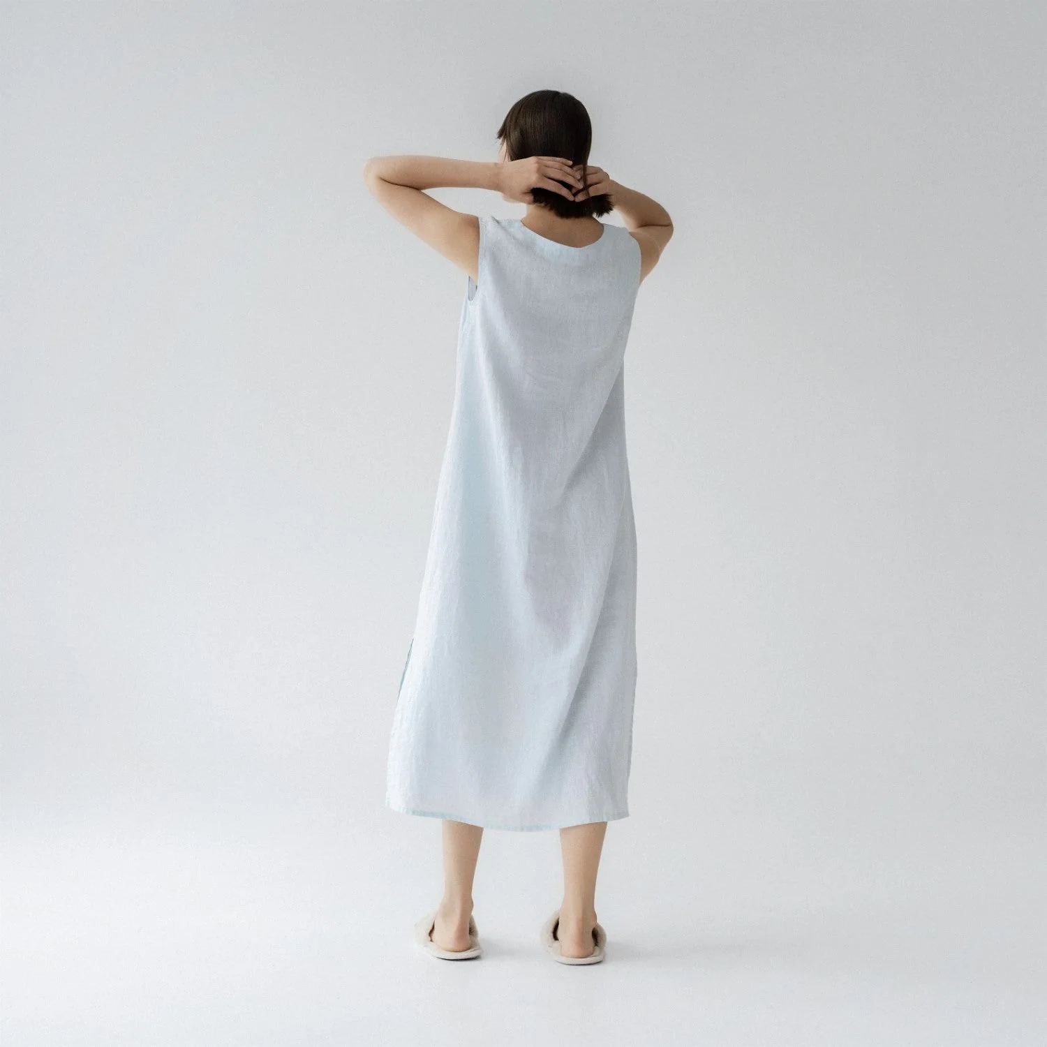Nasturtium Light Blue Linen Dress - Image 5