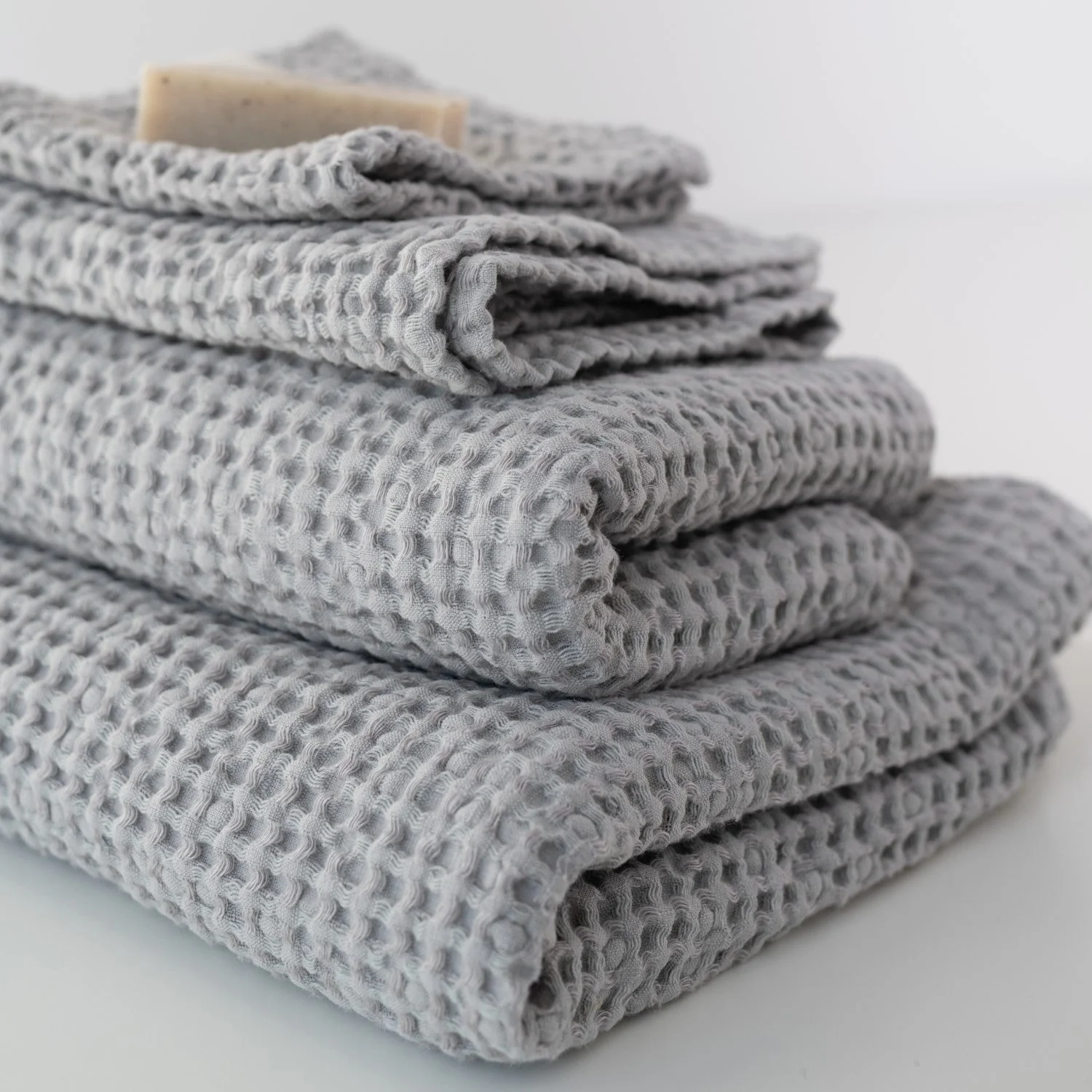 Light Grey Linen & Cotton Waffle Towel - Image 4