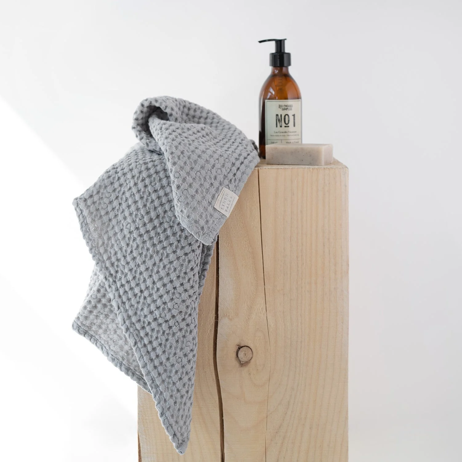 Light Grey Linen & Cotton Waffle Towel - Image 5