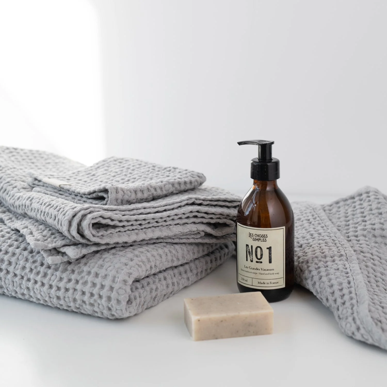 Light Grey Linen & Cotton Waffle Towel - Image 6