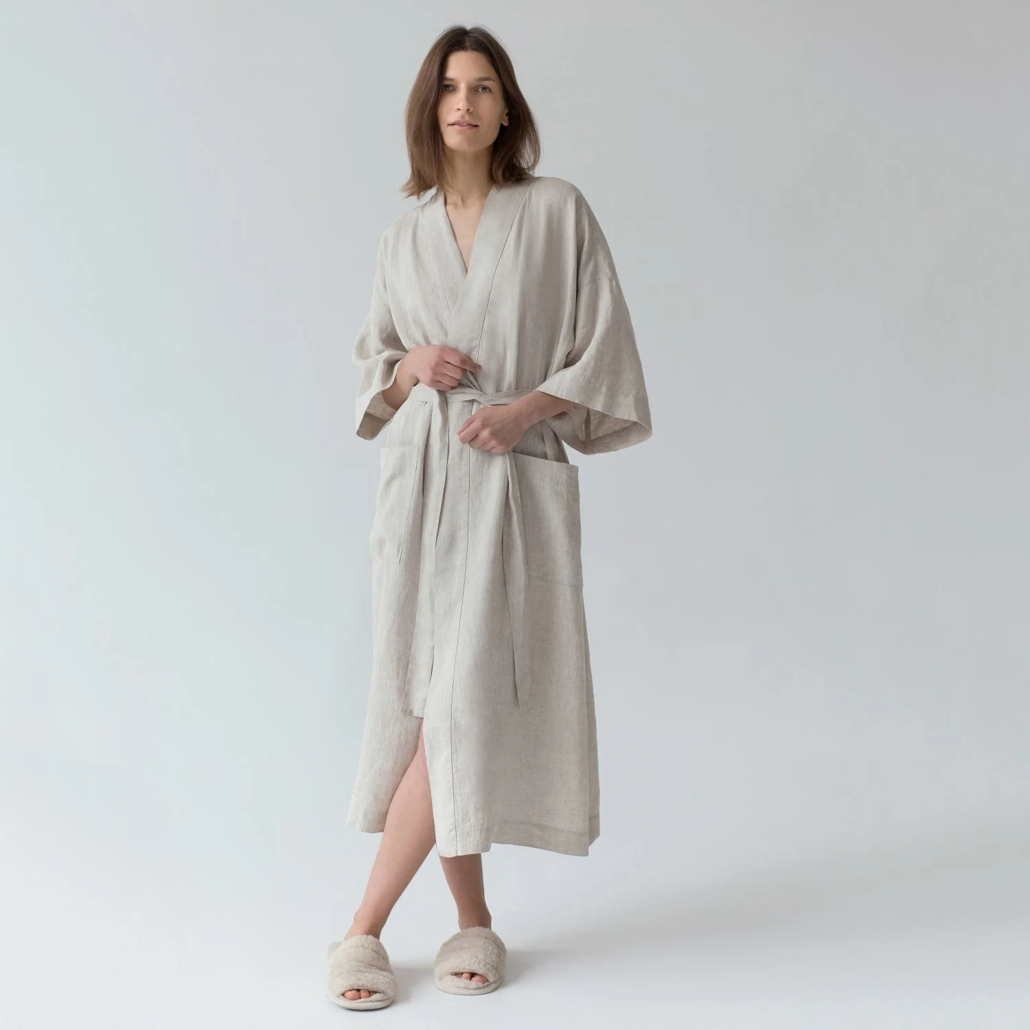 Melange Linen Bathrobe - Image 3