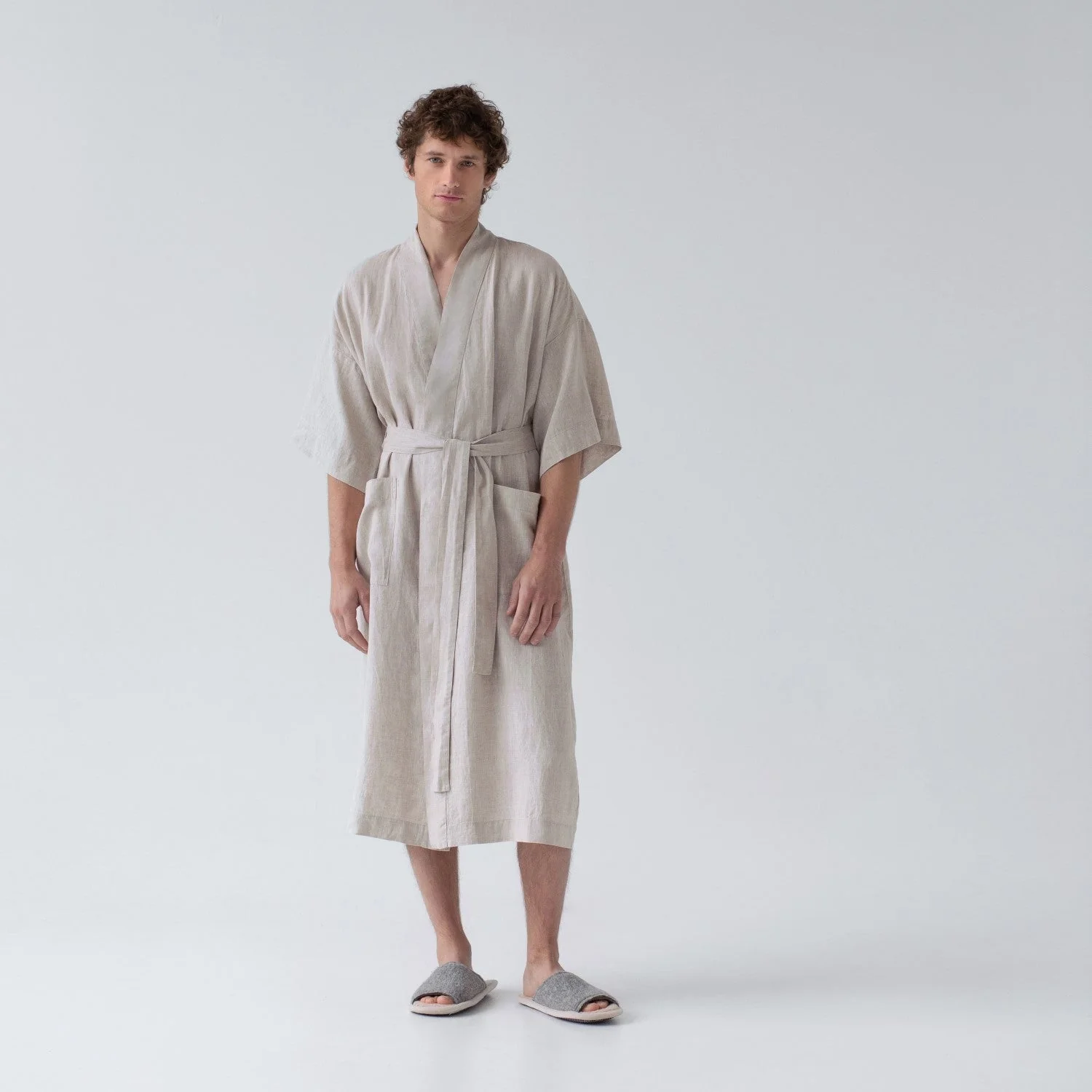 Melange Linen Bathrobe - Image 6