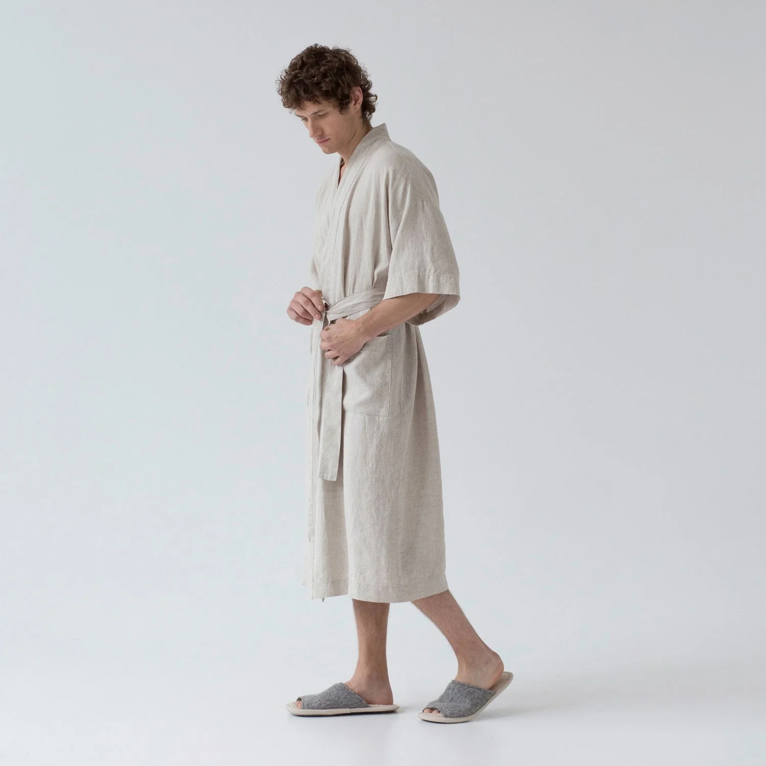 Melange Linen Bathrobe - Image 7