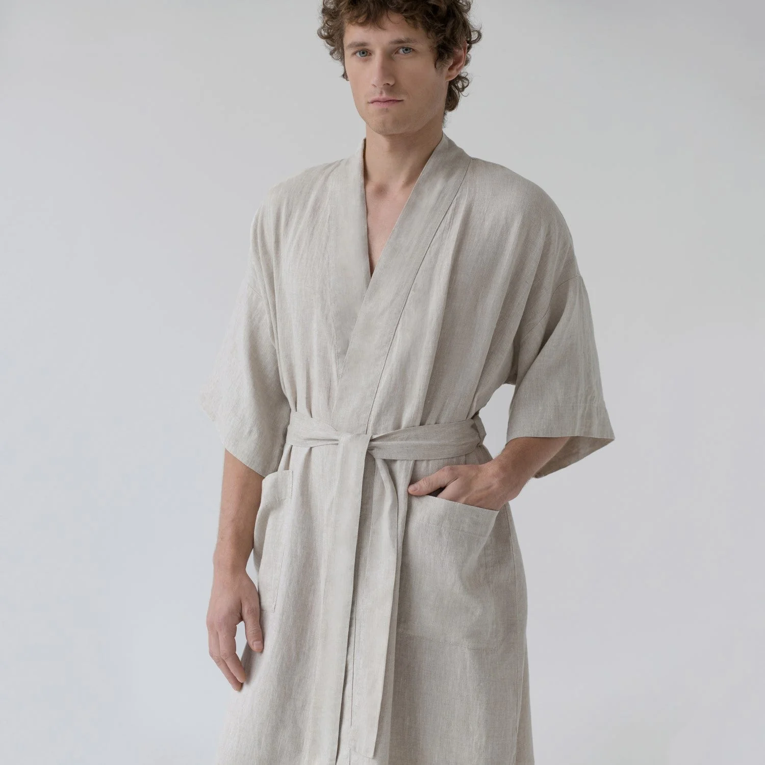 Melange Linen Bathrobe - Image 8
