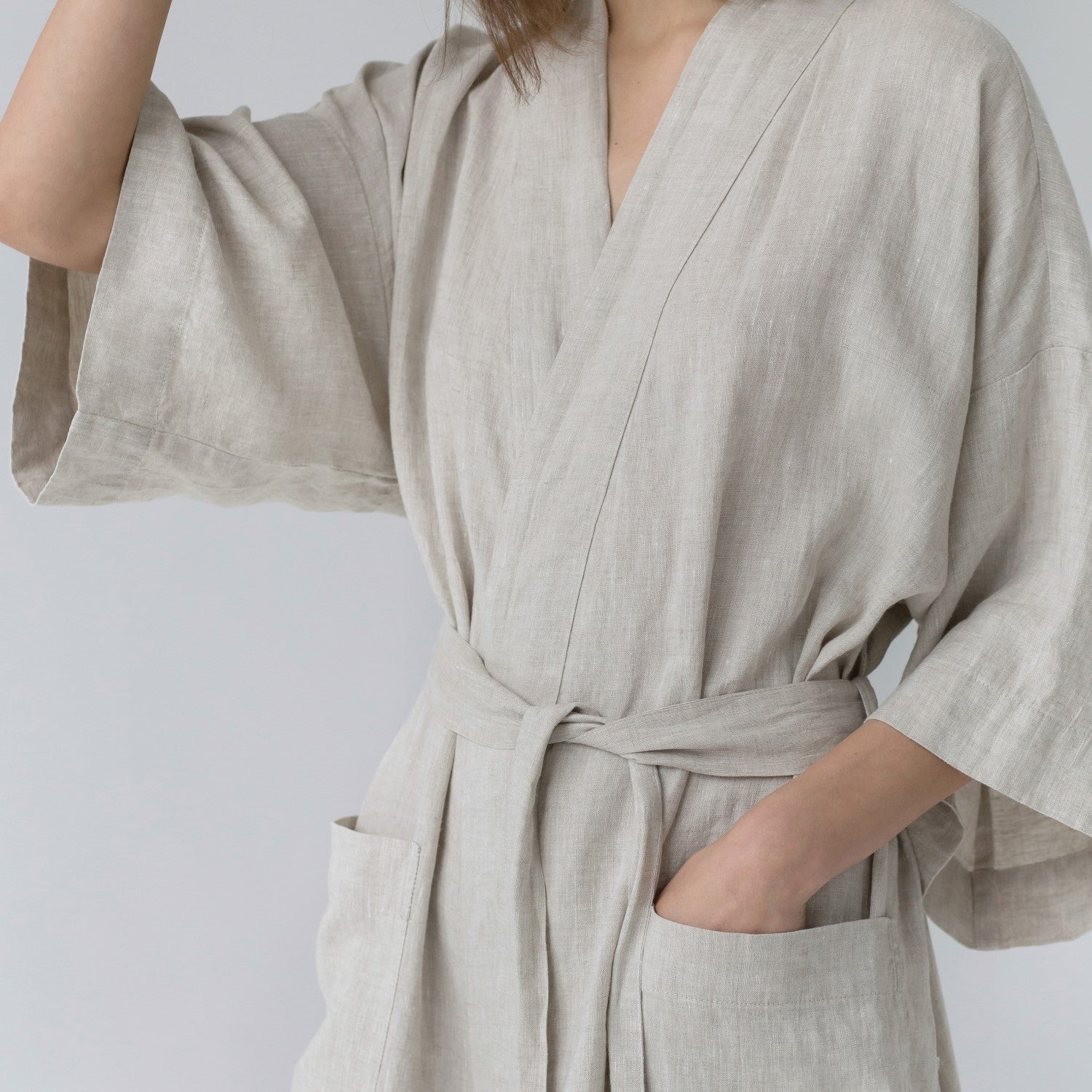 Melange Linen Bathrobe - Image 9