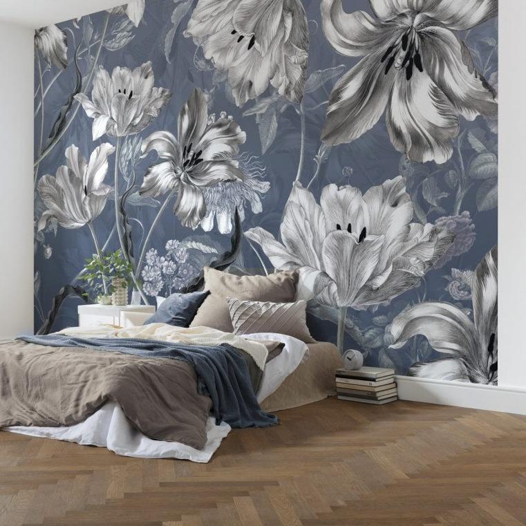 Merian Blue Mural Wallpaper - Image 3