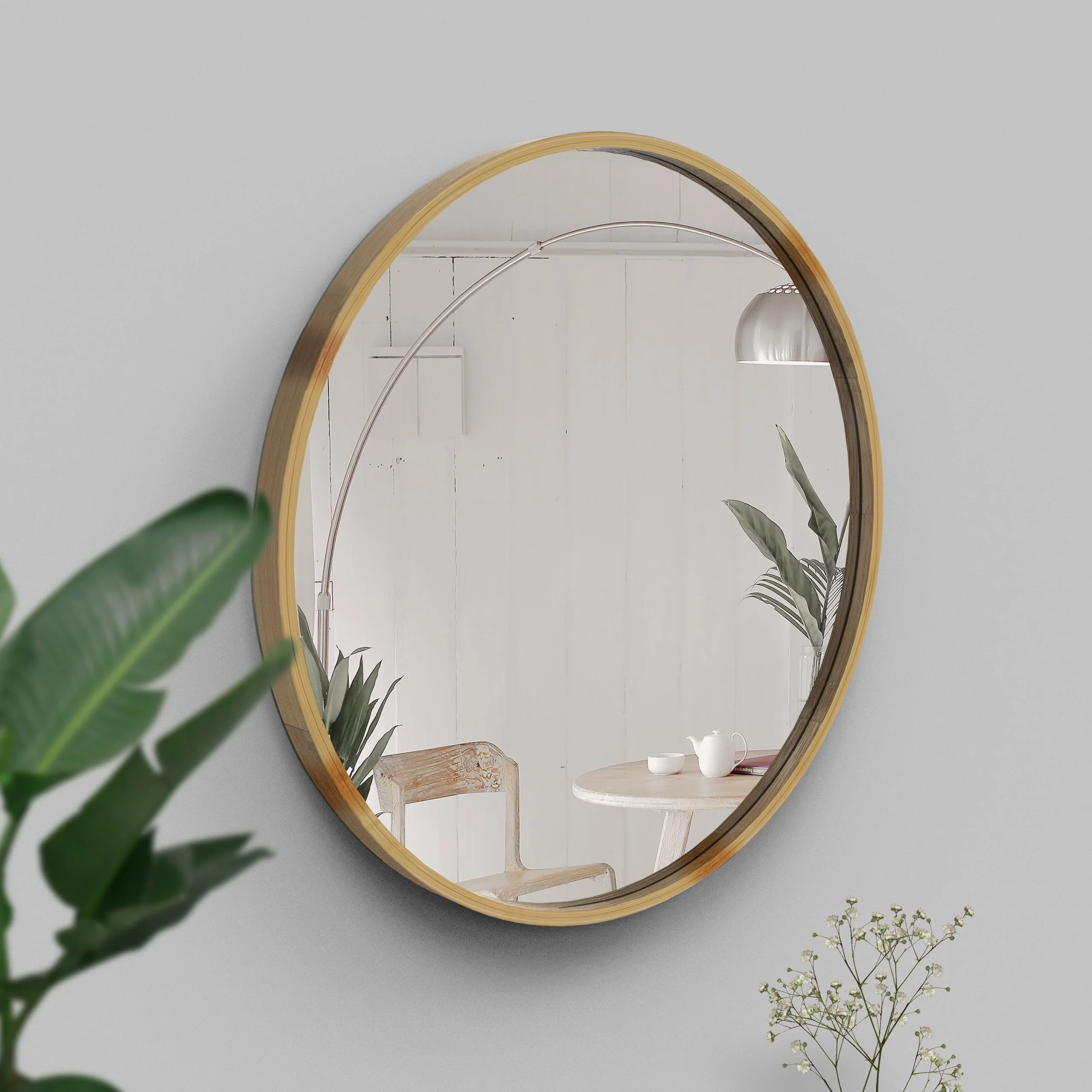 Mira Round Wood Mirror - Image 3