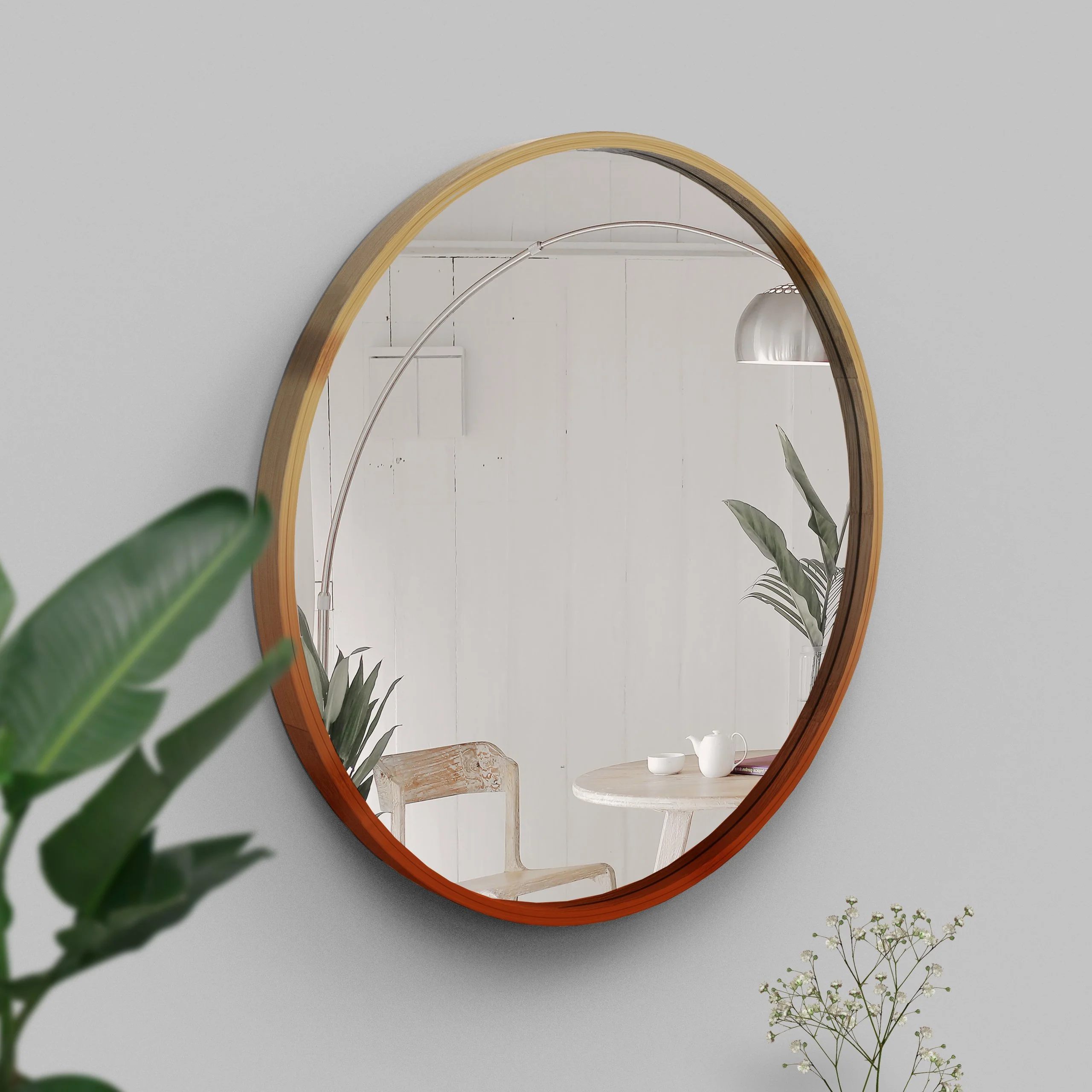 Mira Round Wood Mirror - Image 9