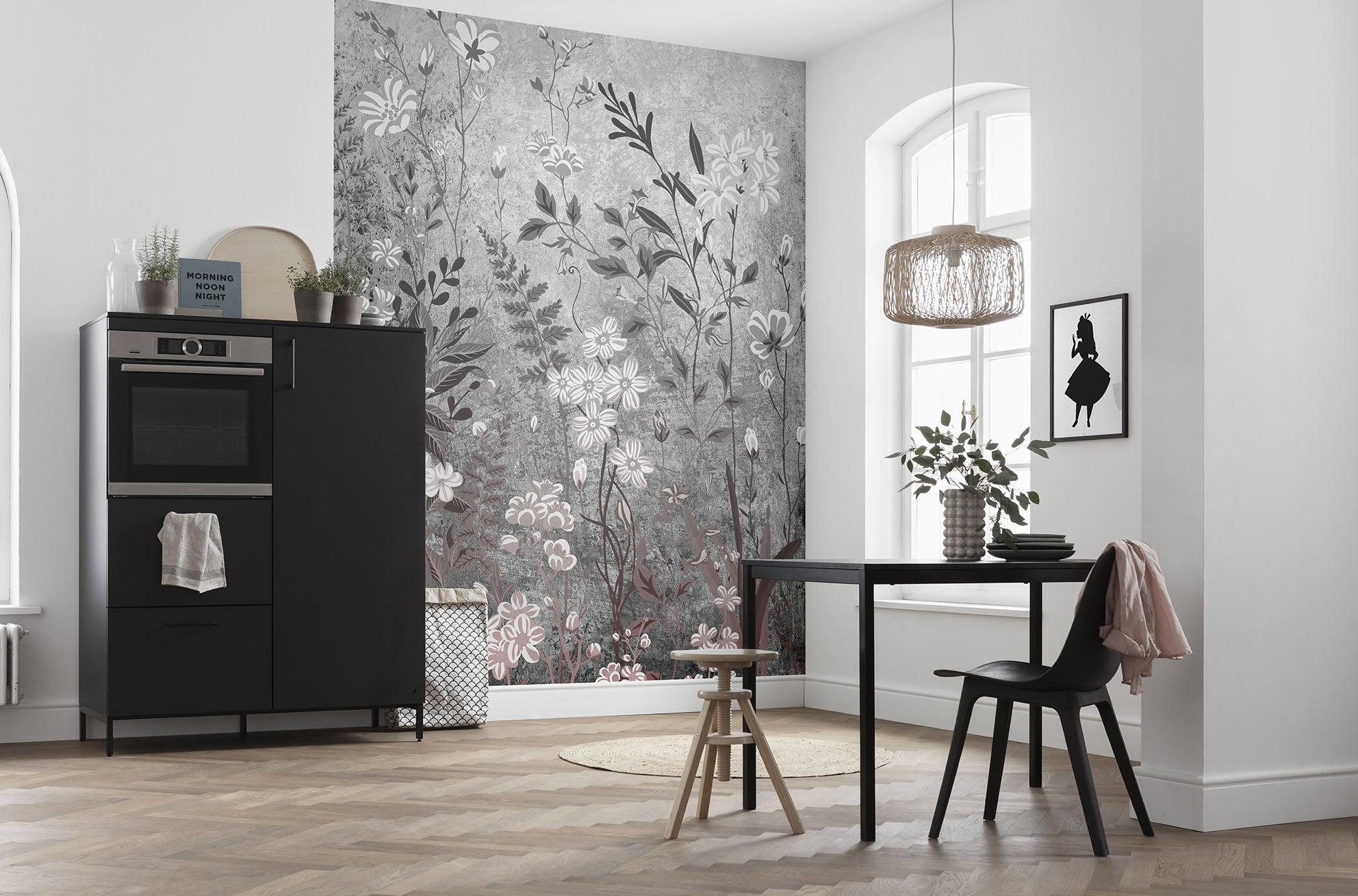 Moonlight Flowers Mural Wallpaper