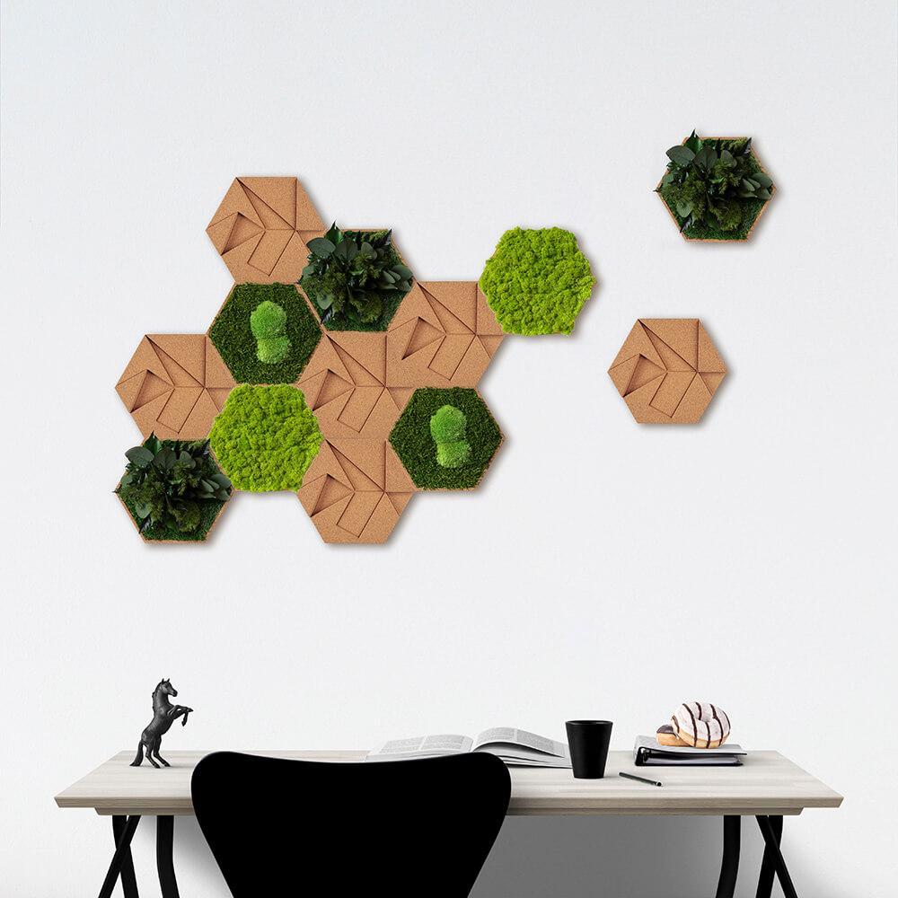 Cork Hexagons Moss Wall Art (Set of 5 Moss Panels) - Image 16