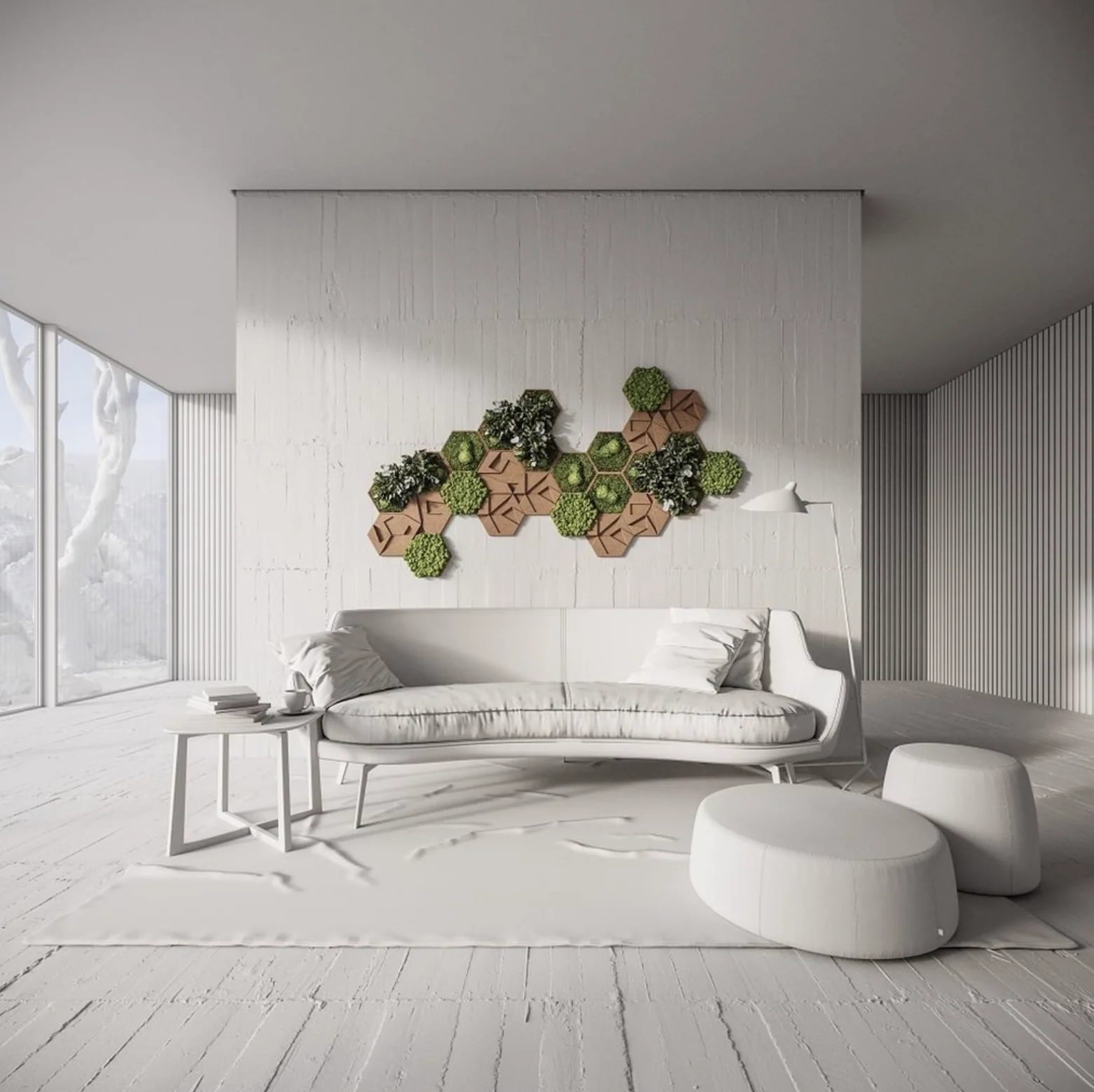 Cork Hexagons Moss Wall Art (Set of 5 Moss Panels) - Image 4