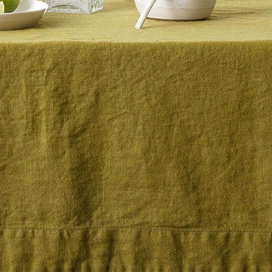 Moss Green Linen Tablecloth - Image 3