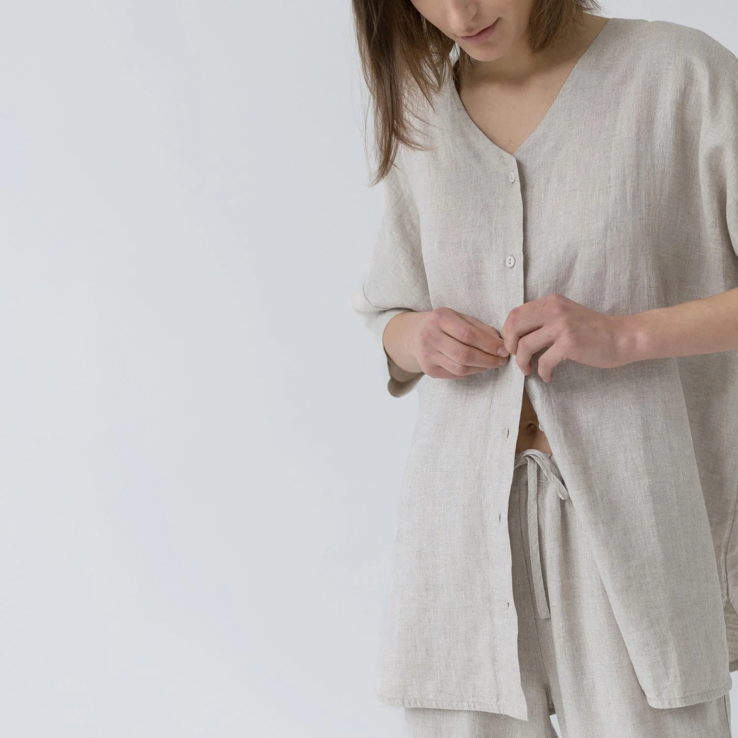 Primrose Beige Linen Loungewear Set - Image 3