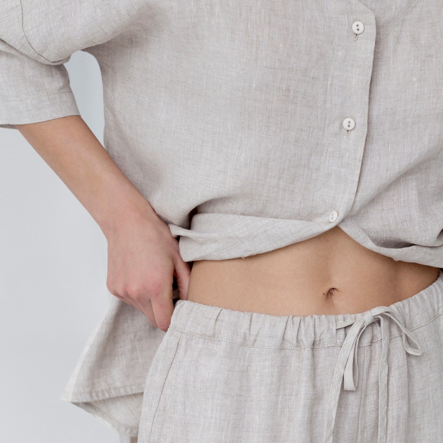 Primrose Beige Linen Loungewear Set - Image 4