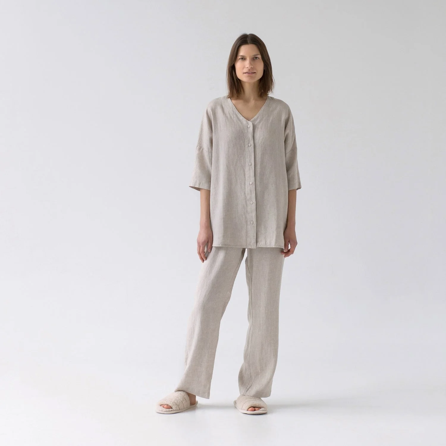 Primrose Beige Linen Loungewear Set - Image 5