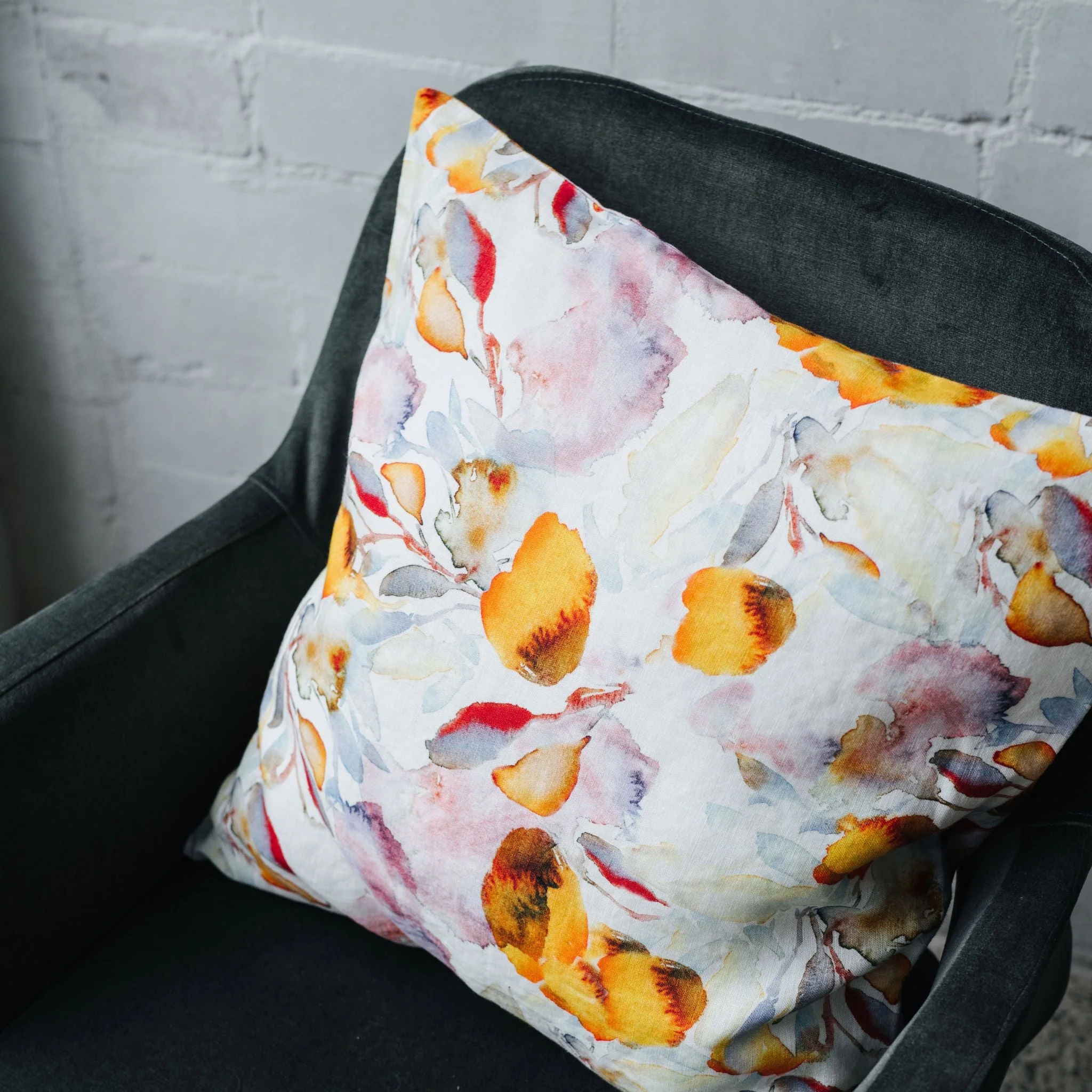 Orange Flow Linen Cushion Cover - Image 4