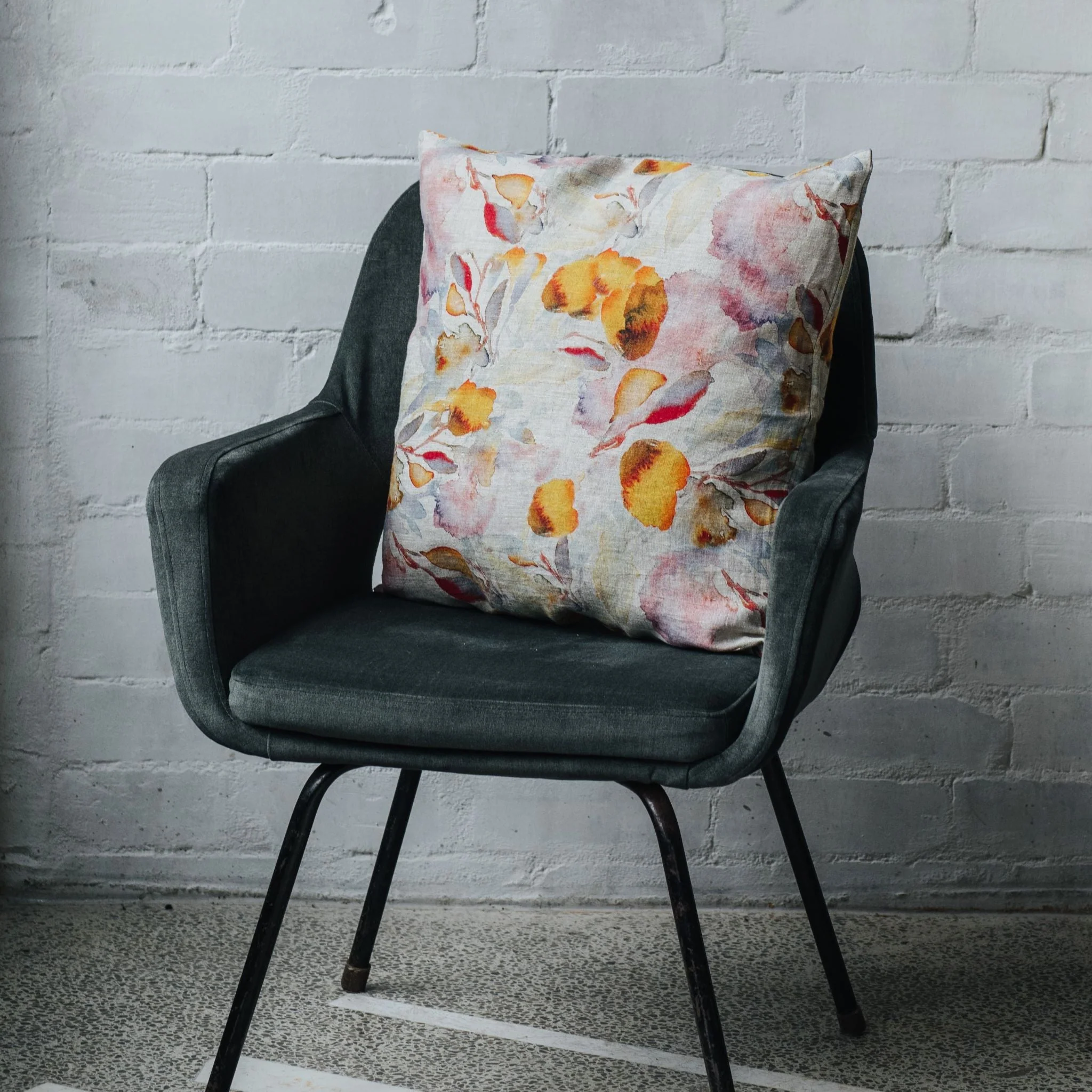 Orange Flow on Natural Linen Cushion Cover - Image 4