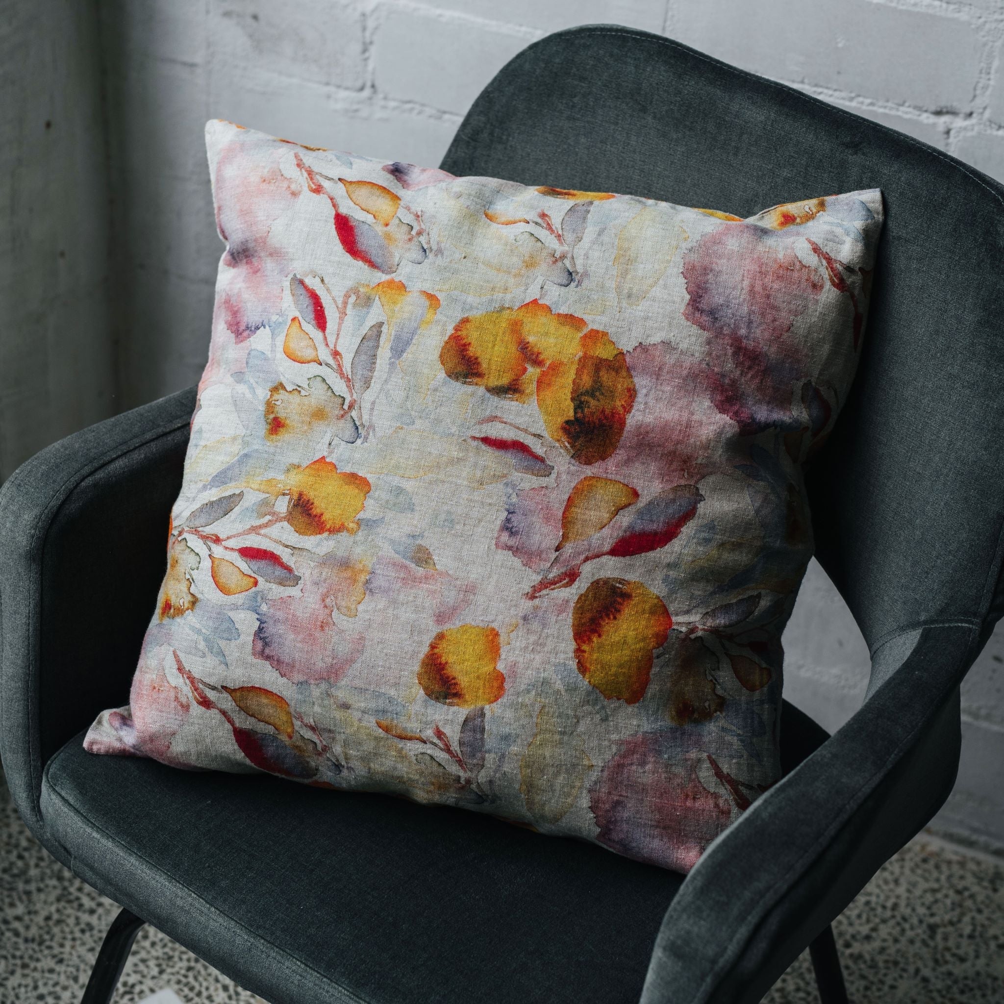 Orange Flow on Natural Linen Cushion Cover - Image 5