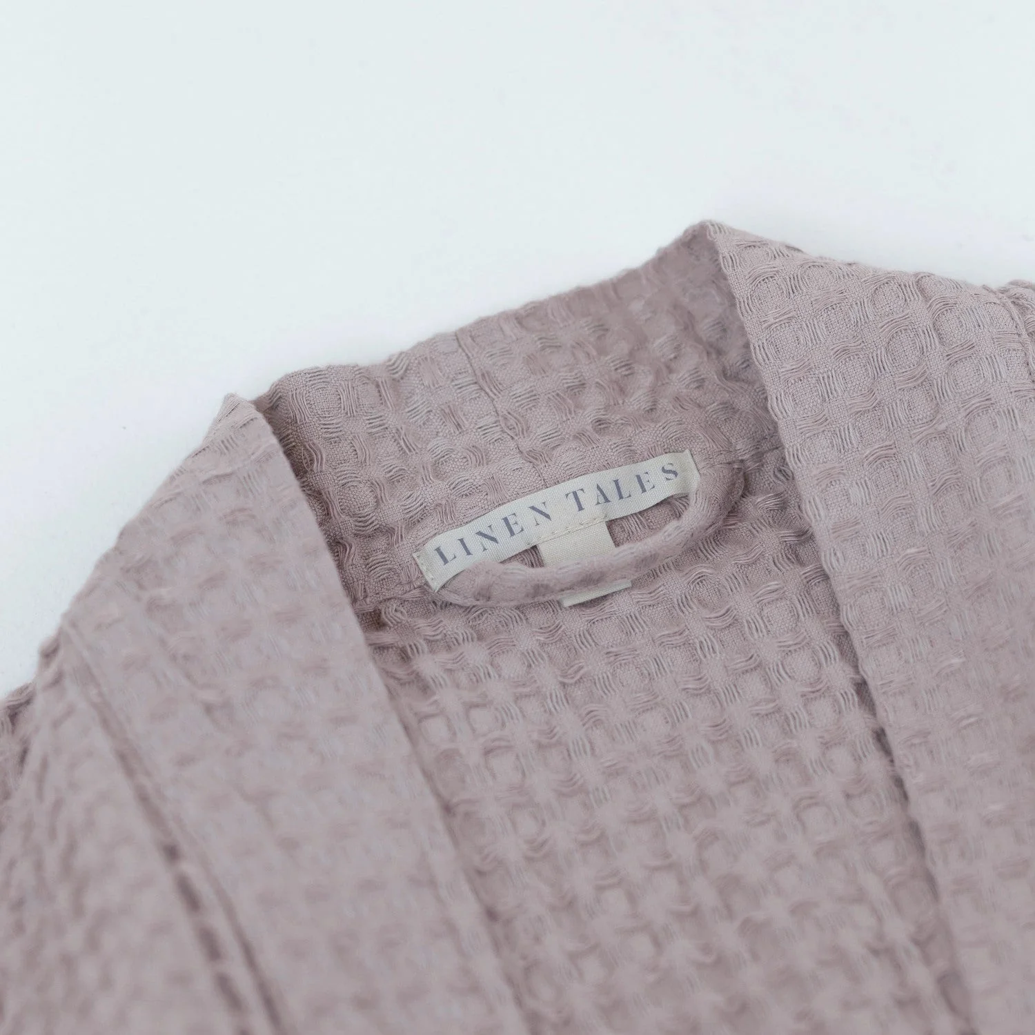Powder Linen & Cotton Waffle Bathrobe - Image 6