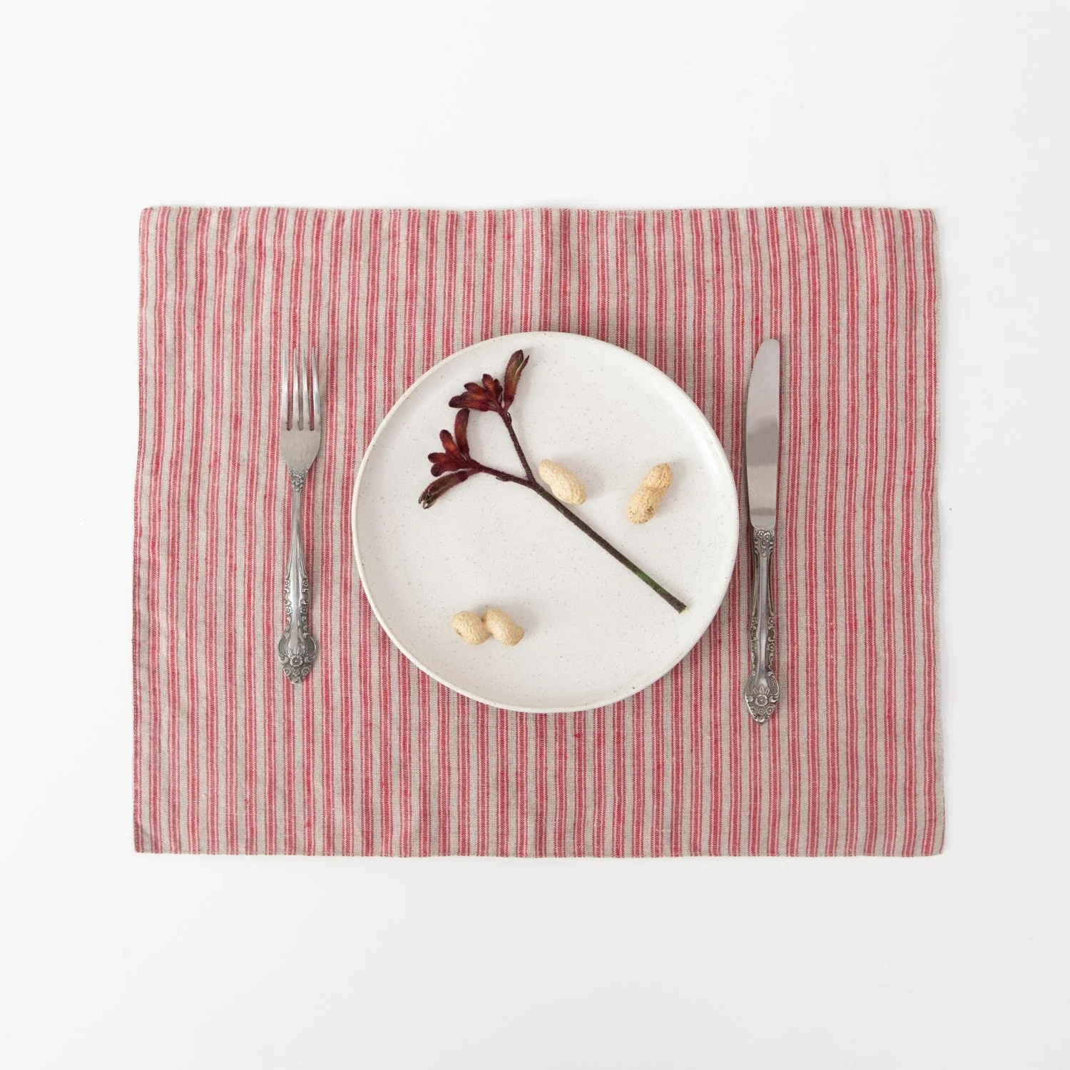 Red Natural Stripes Linen Placemat - Image 3