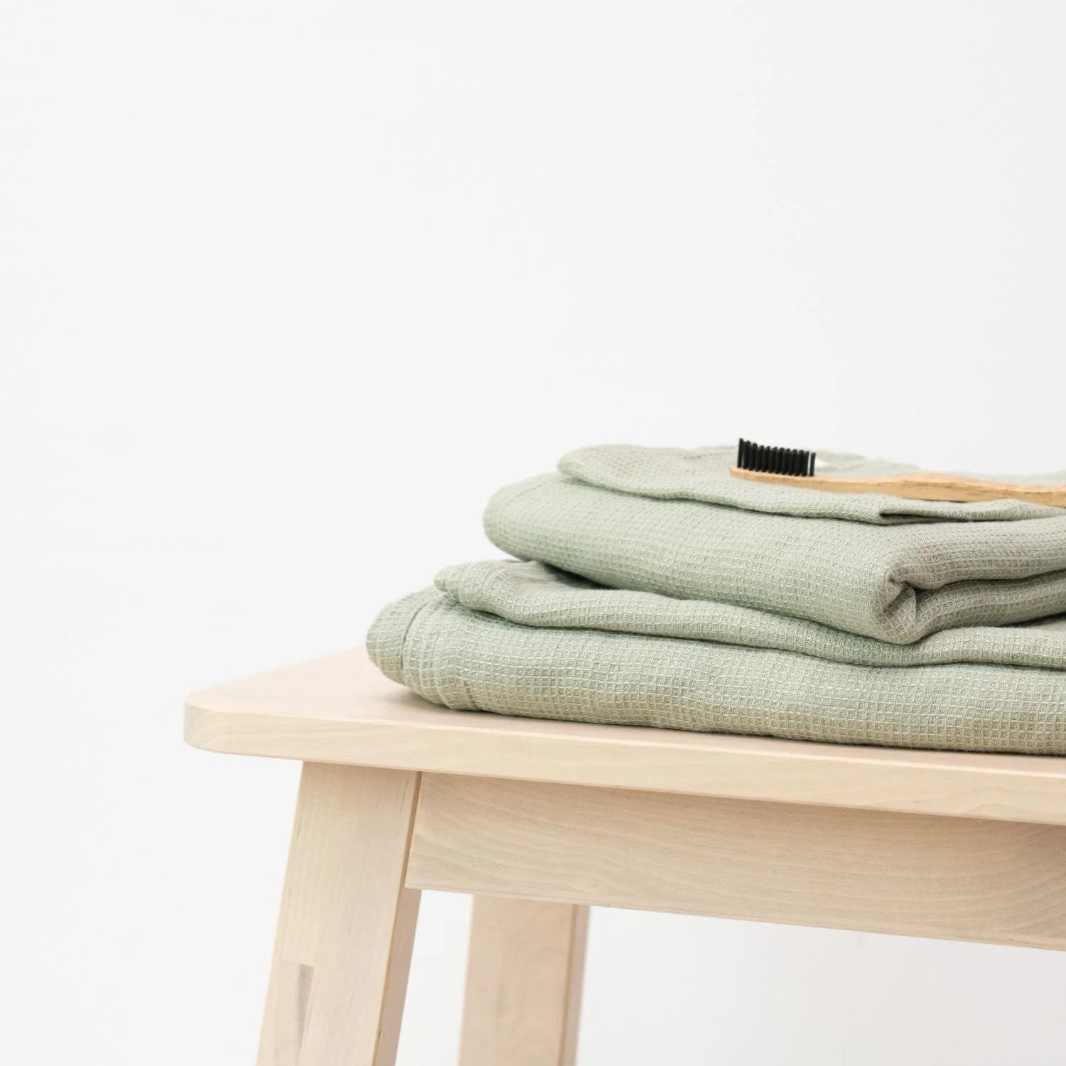 Sage Linen Fine Waffle Towel - Image 3