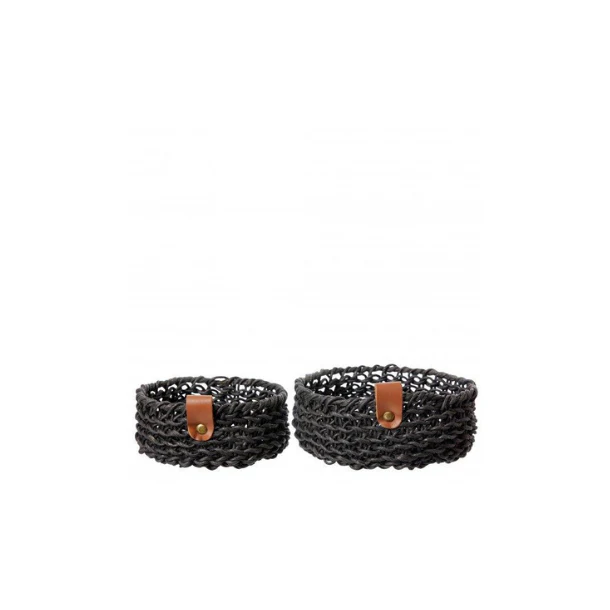 Small Black Handwoven Paper Trays (Set of 12)