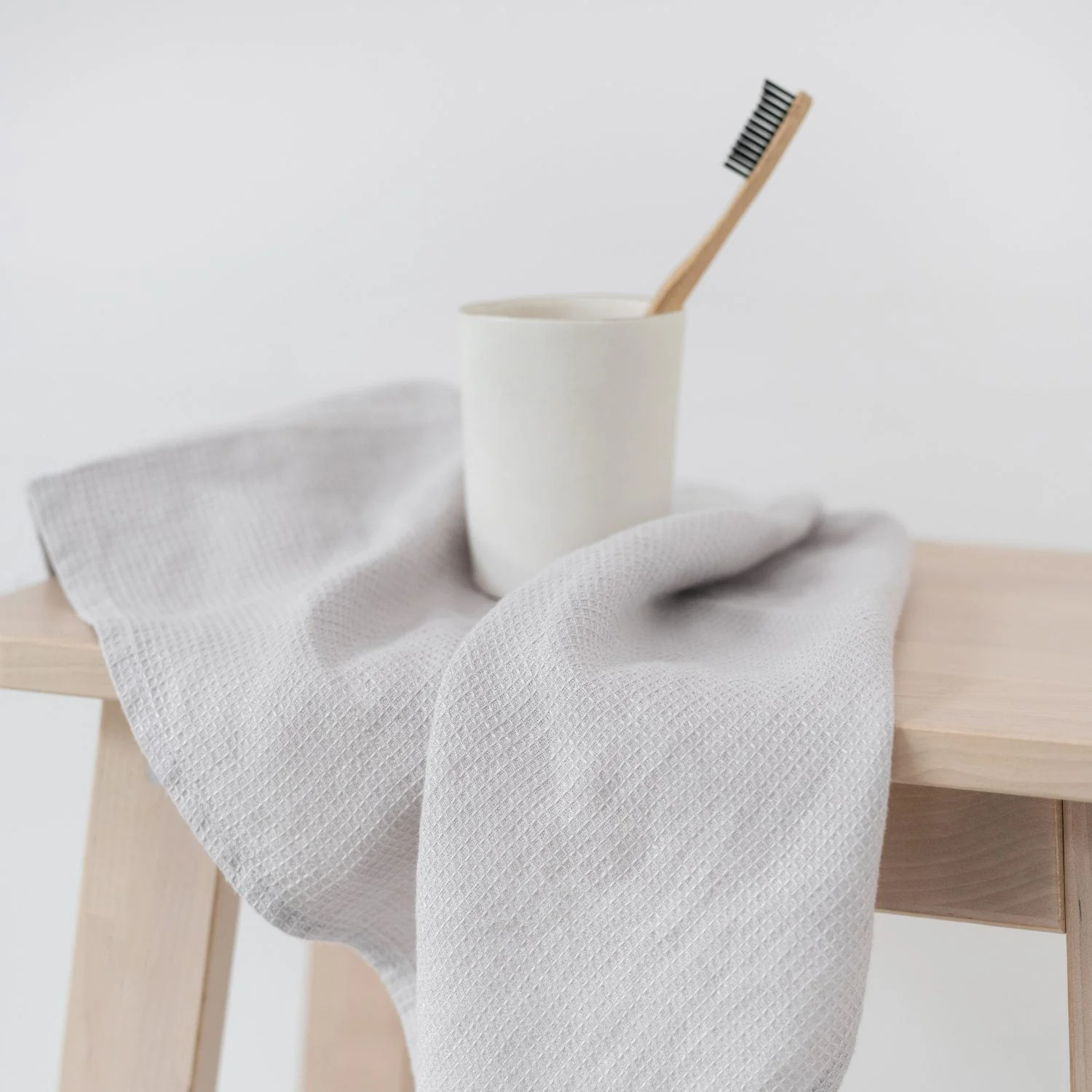 Silver Linen Fine Waffle Towel - Image 4