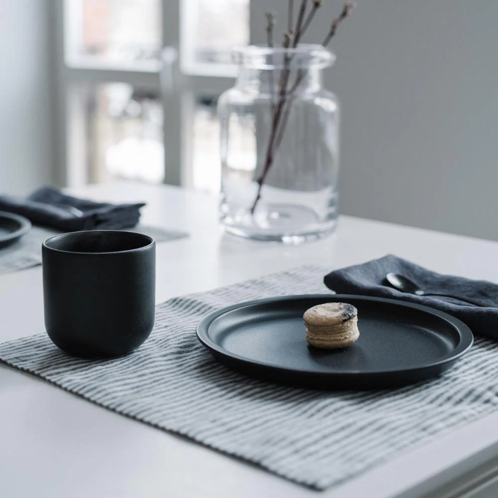 Thin Black Stripes Linen Placemat - Image 4
