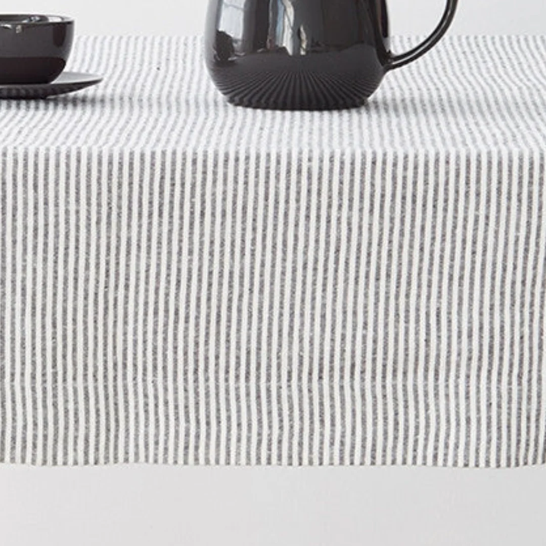 Thin Black Stripes Linen Tablecloth - Image 3