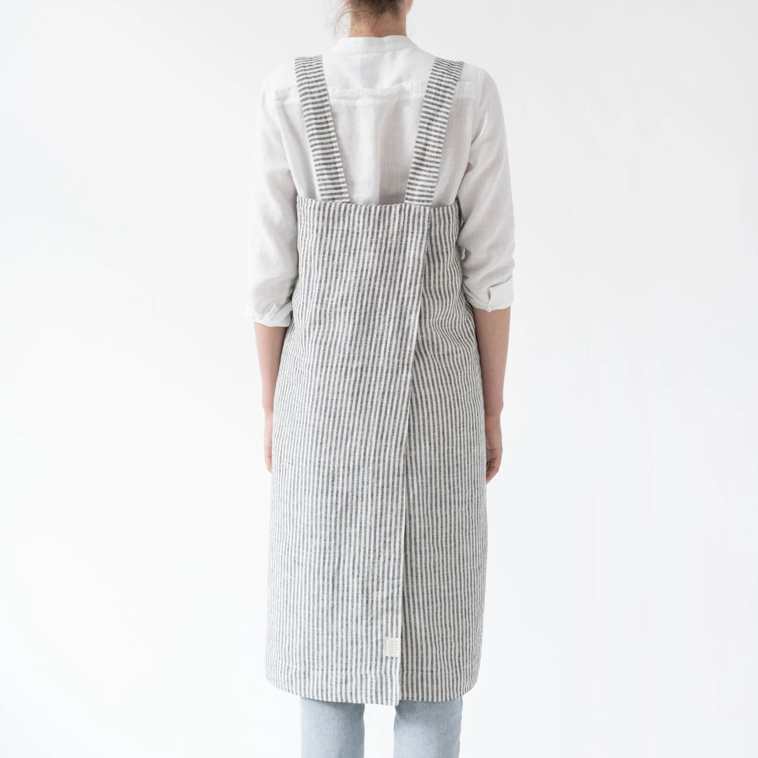 Thin Stripes Pinafore Linen Apron - Image 4