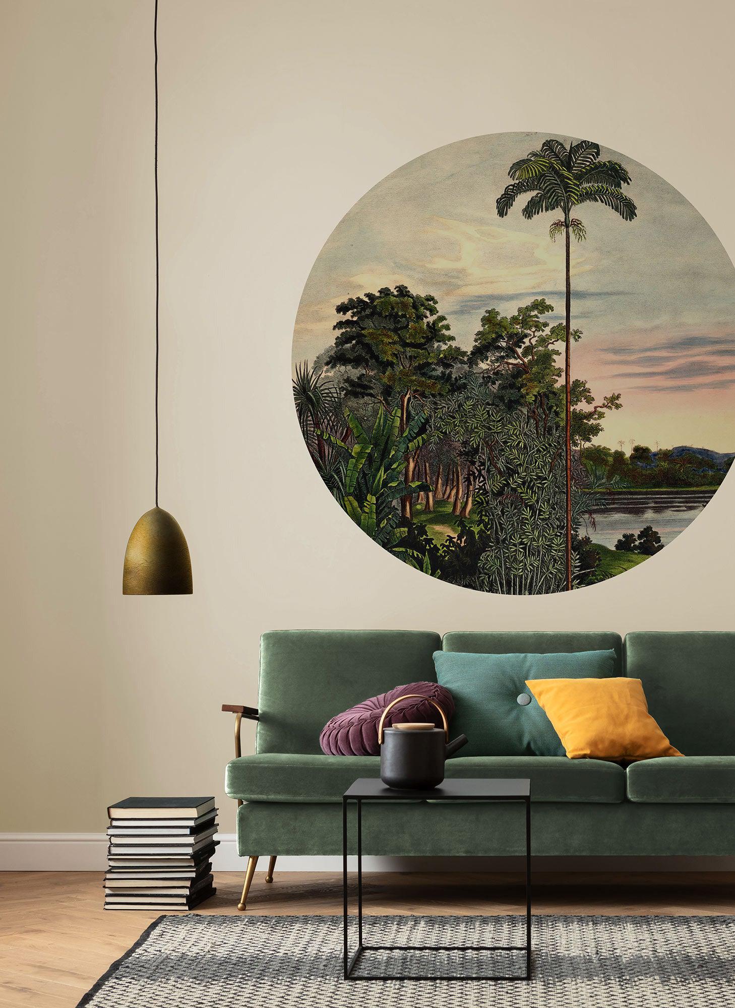 Vintage Landscape Circle Wallpaper (Self-Adhesive)