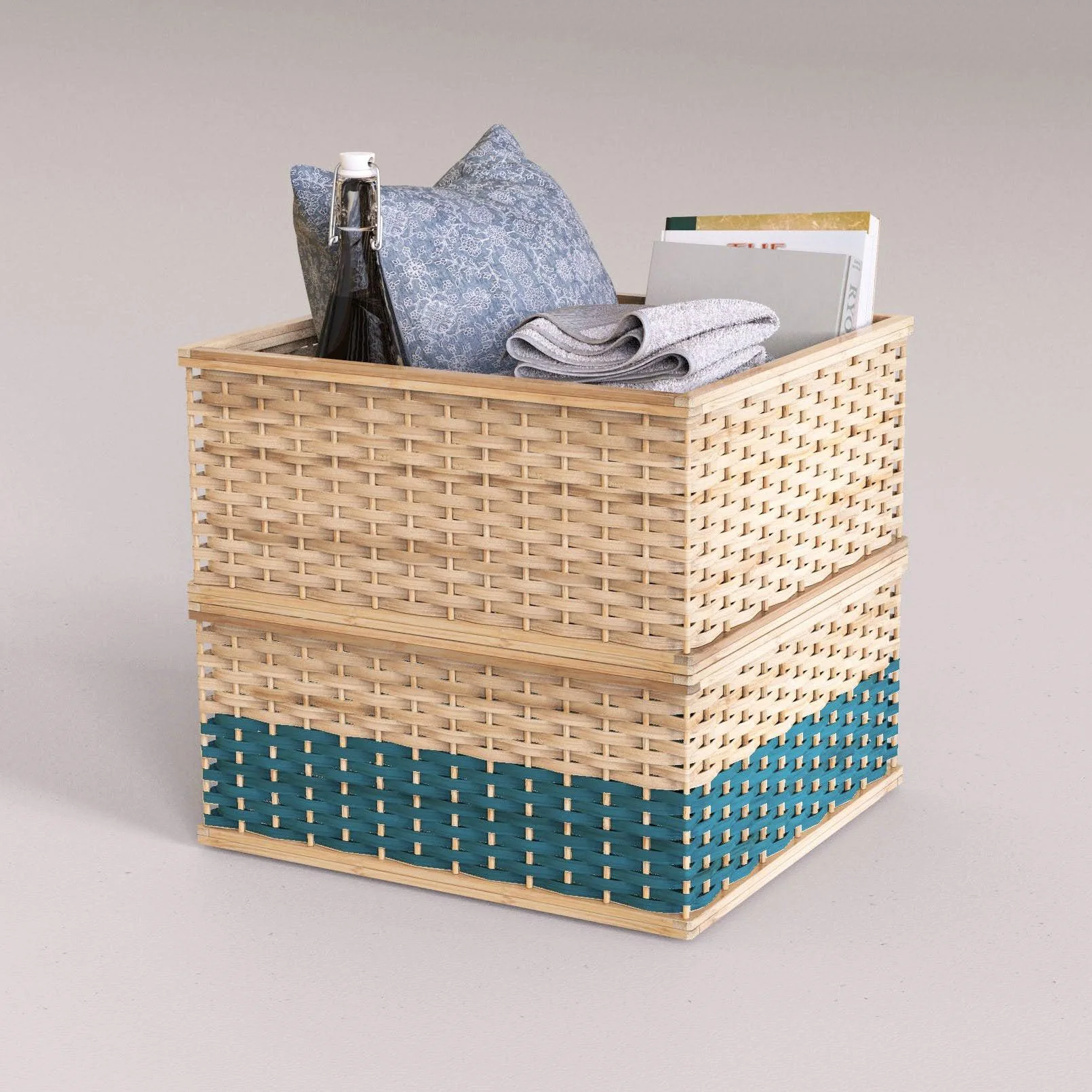 Square Bamboo Stackable Baskets - Image 2