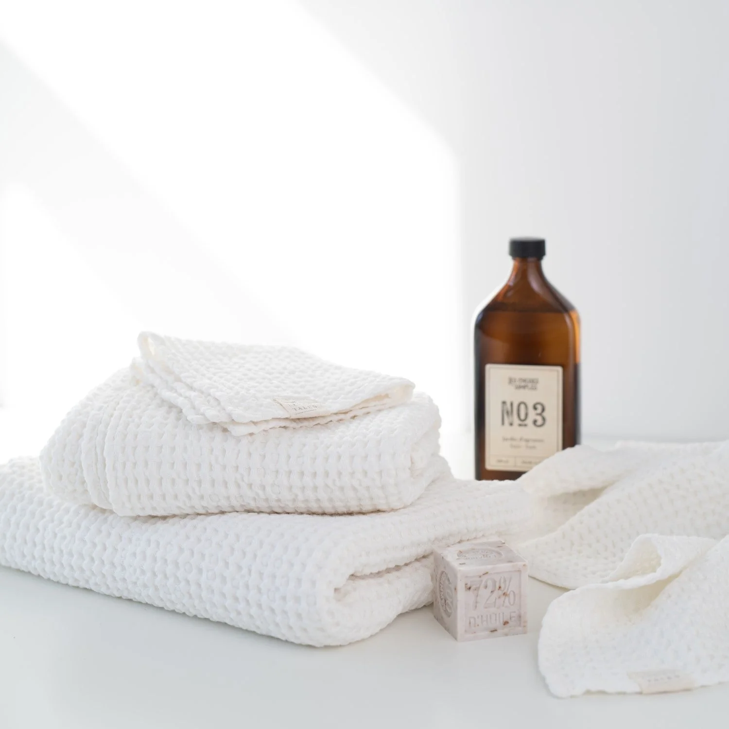 White Linen & Cotton Waffle Towel - Image 10