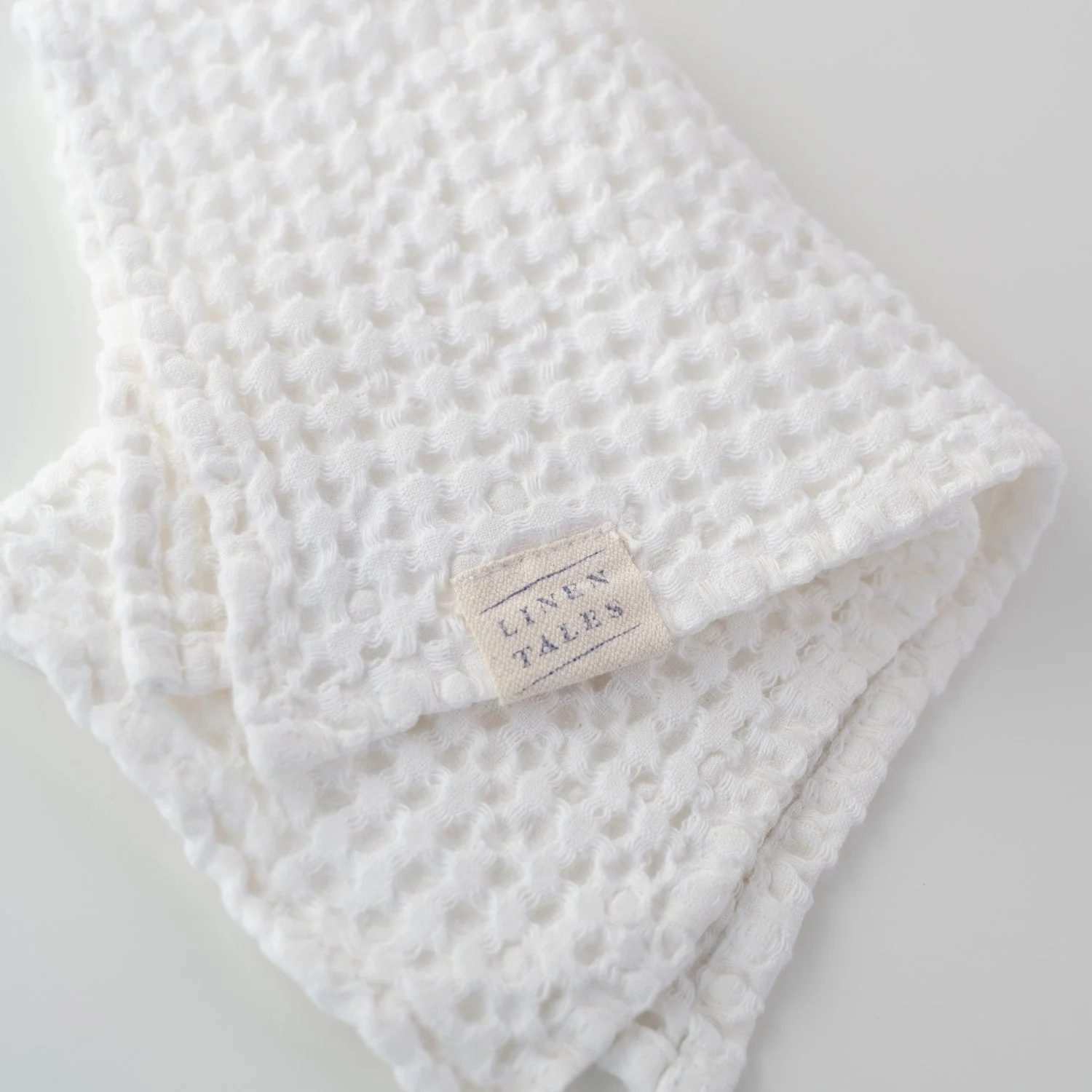 White Linen & Cotton Waffle Towel - Image 6