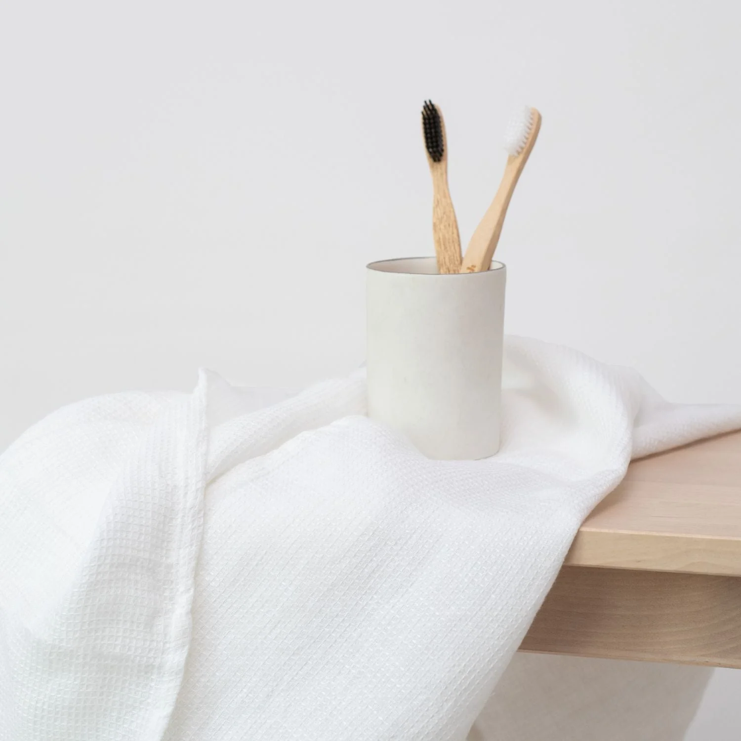 White Linen Fine Waffle Towel - Image 4