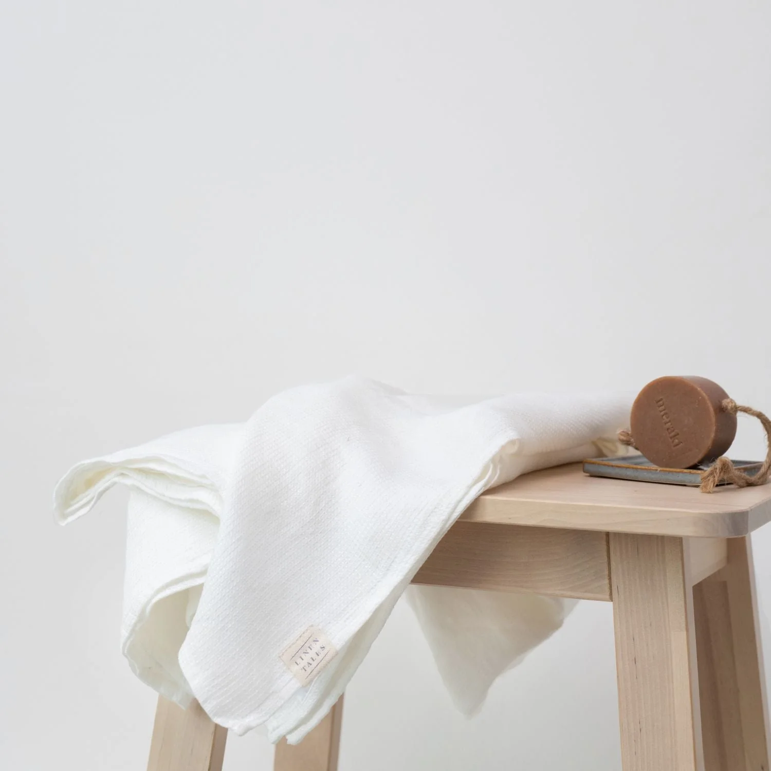 White Linen Fine Waffle Towel - Image 5