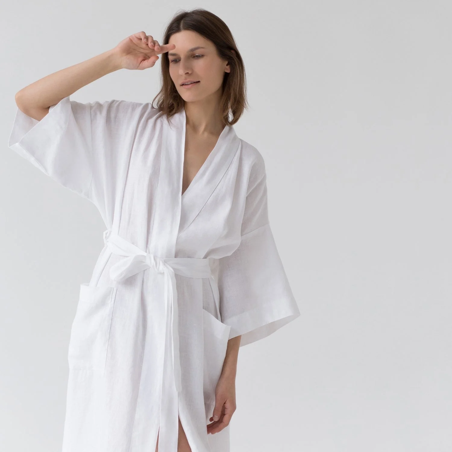 White Linen Bathrobe - Image 3