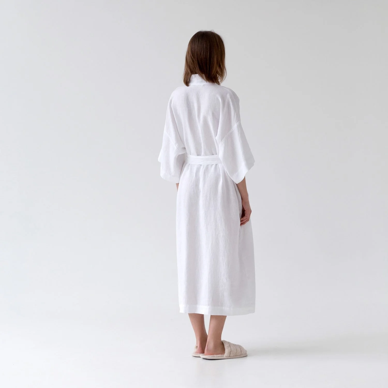 White Linen Bathrobe - Image 4