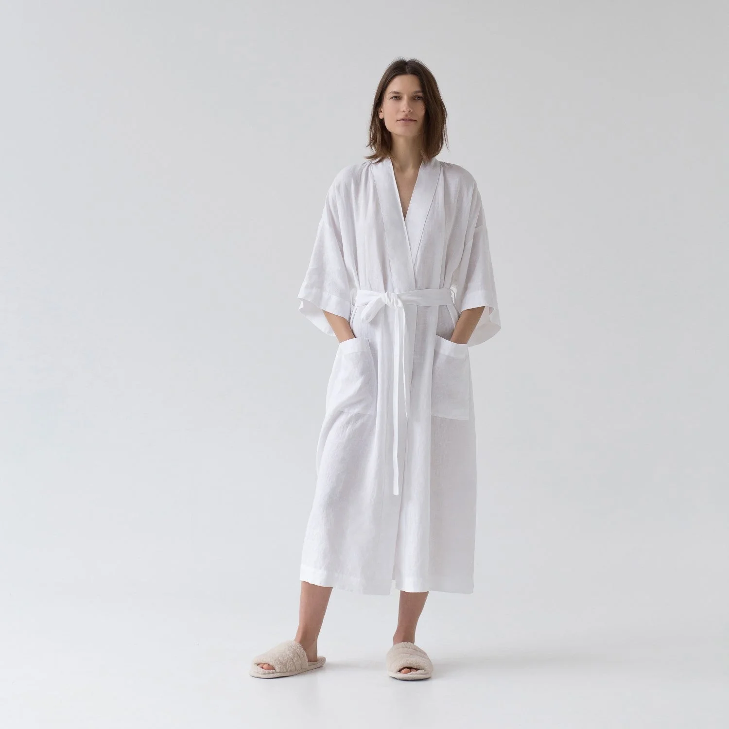White Linen Bathrobe - Image 5