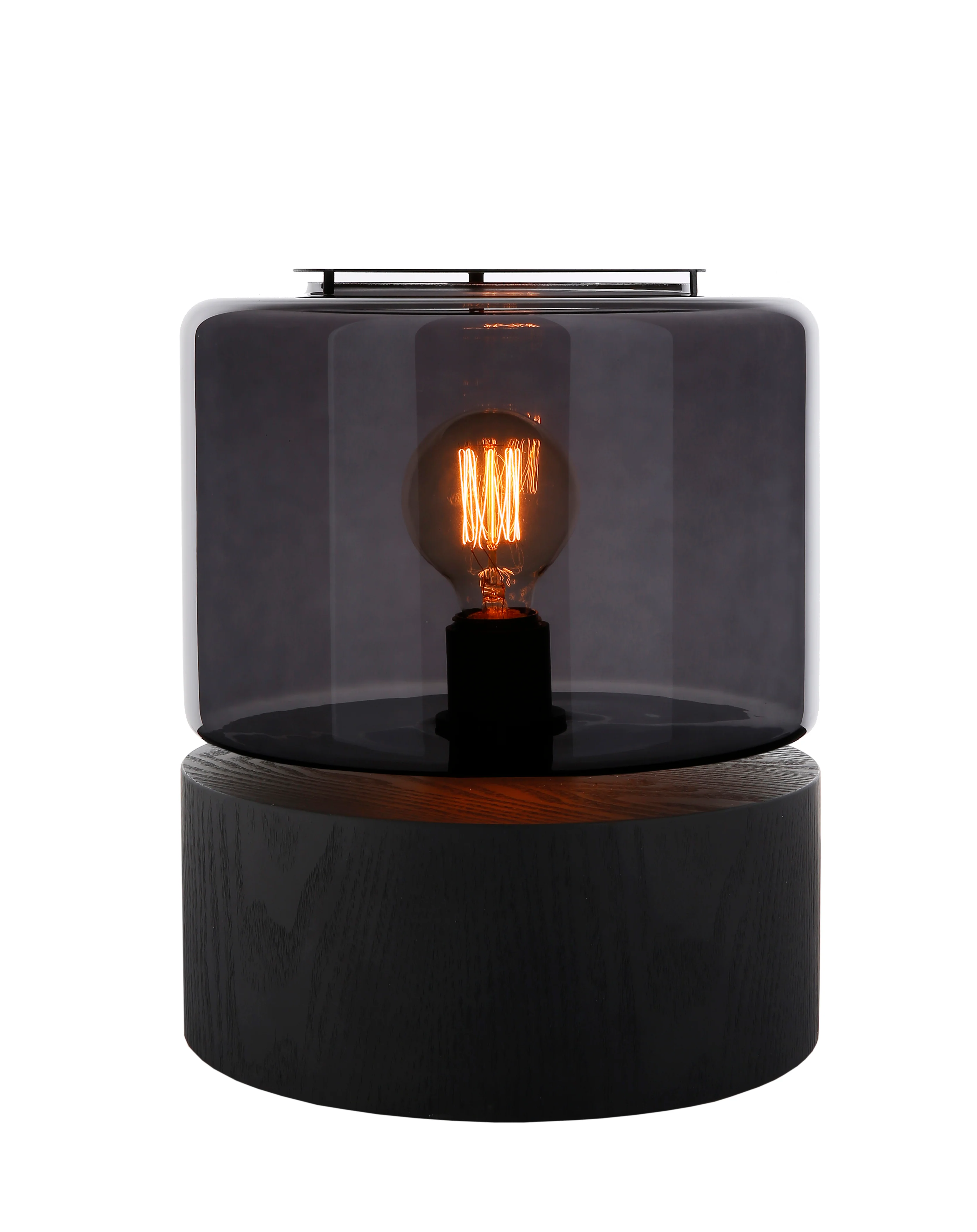 Wood Drum Mouth-blown Glass Table Lamp - Image 2