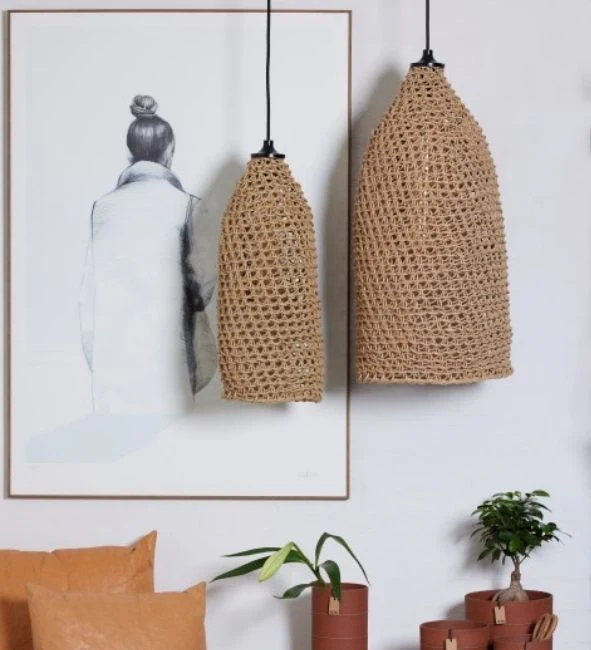 Woven Recycled Paper Pendant Light (Set of 2) - Image 2